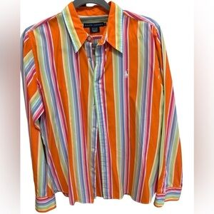 Ralph Lauren | 90’s Rainbow Stripe Button Down (Sz 14)